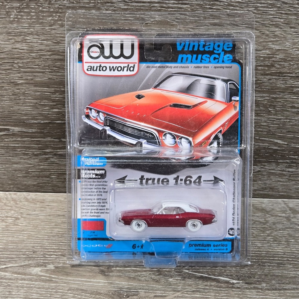 Auto World Ultra Red 74 Dodge Challenger Rallye 1:64 Diecast Chase Car 382B Rare